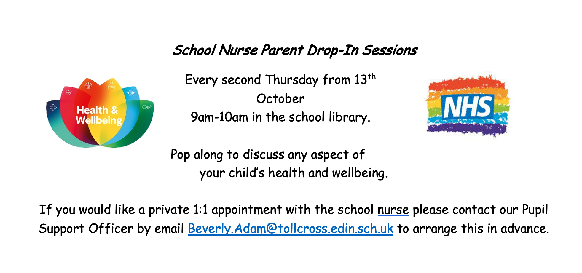 School Nurse Parent Drop-In Sessions | Tollcross Primary School